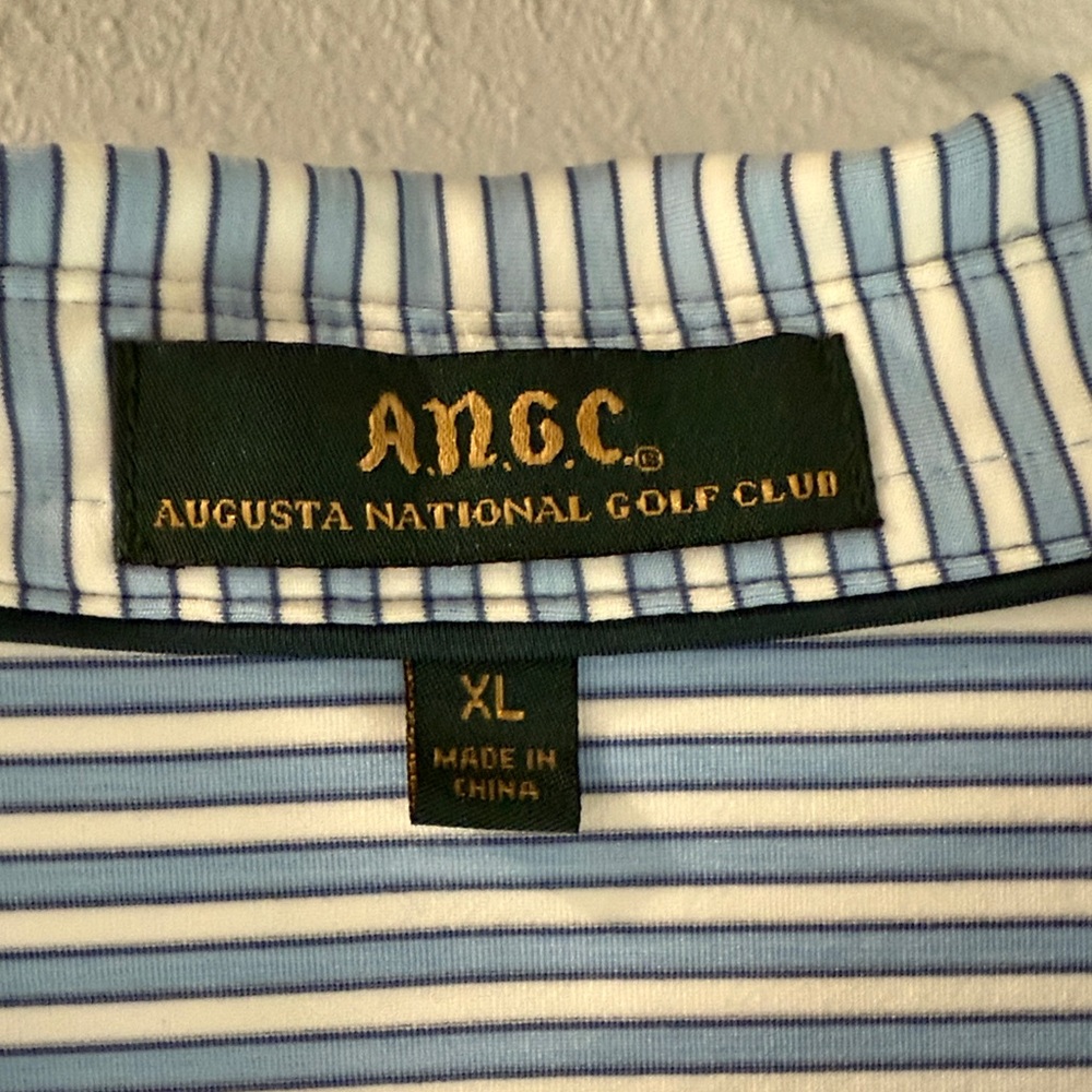 ANGC Classic Blue and White Striped Polo Shirt - Picture 2 of 5
